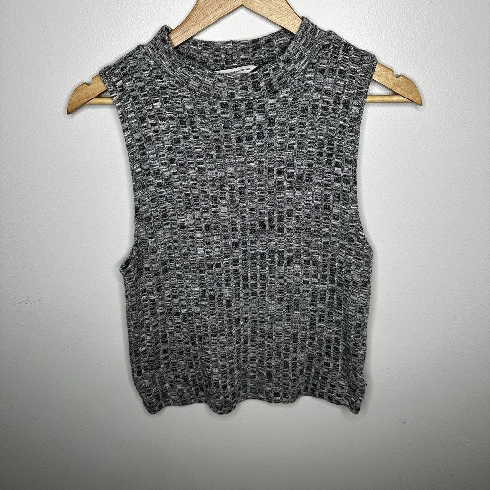 American Eagle L Womens‎ Dark Gray Marled Cropped Mock Neck Sweater Tank Top